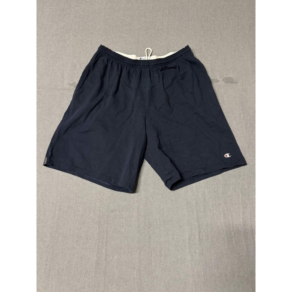 Champion Men S Athletic Shorts Navy Blue Cotton Size Large L Excellent
